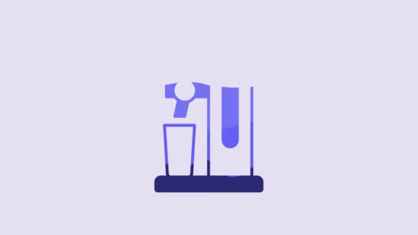 Blue Beer Tap Glass Icon Isolated Purple Background Video Motion — Stockvideo