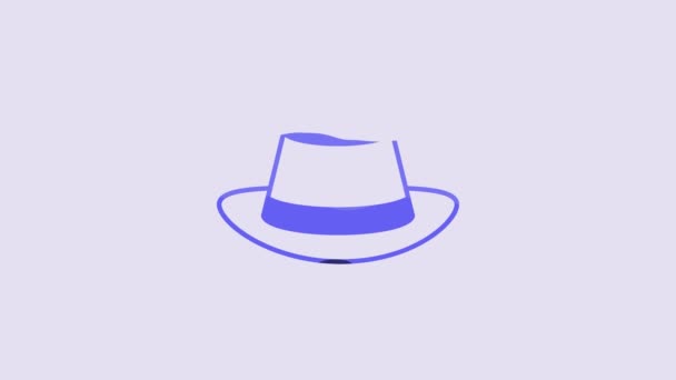 Blue Oktoberfest Hat Icon Isolated Purple Background Hunter Hat Feather — 图库视频影像
