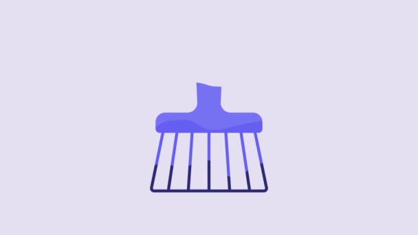 Blue Handle Broom Icon Isolated Purple Background Cleaning Service Concept — Vídeos de Stock