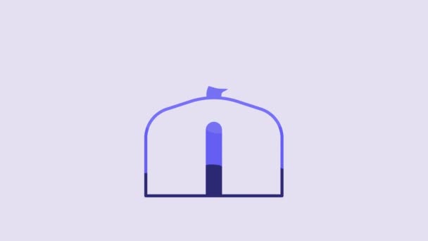 Blue Hanger Wardrobe Icon Isolated Purple Background Cloakroom Icon Clothes — Stockvideo