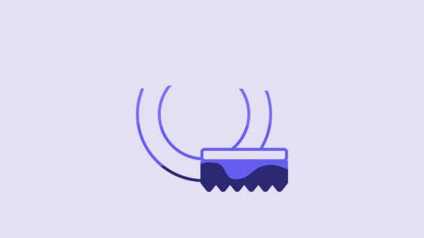Blue Washing Dishes Icon Isolated Purple Background Cleaning Dishes Icon — Vídeos de Stock