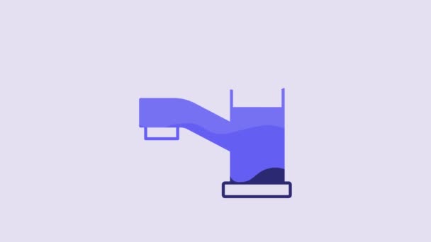 Blue Water Tap Icon Isolated Purple Background Video Motion Graphic — Vídeos de Stock