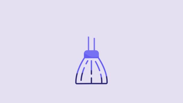 Icône Balai Poignée Bleue Isolée Sur Fond Violet Concept Service — Video