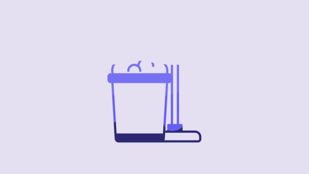 Blue Mop Bucket Icon Isolated Purple Background Cleaning Service Concept — Stock Video