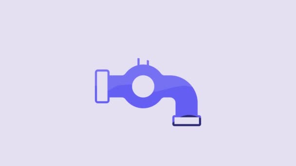 Blue Water Tap Icon Isolated Purple Background Video Motion Graphic — Vídeos de Stock