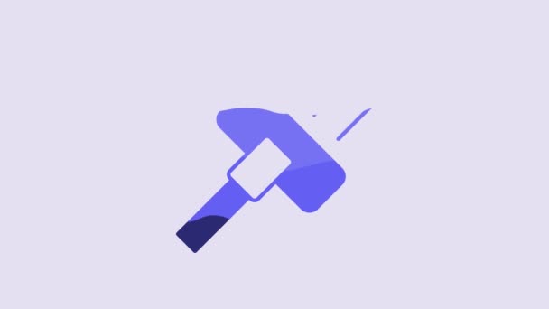 Blue Vacuum Cleaner Icon Isolated Purple Background Video Motion Graphic — ストック動画