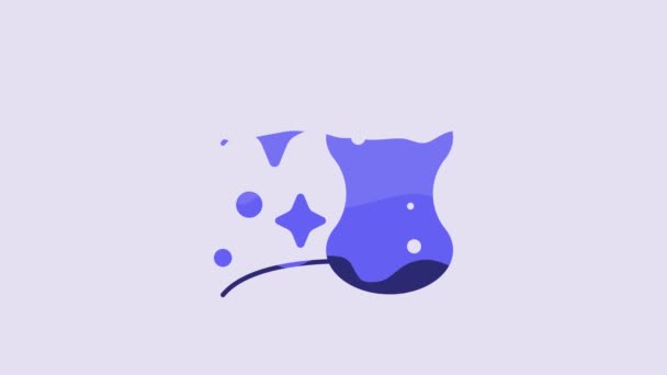 Blue Sponge Icon Isolated Purple Background Wisp Bast Washing Dishes — Stock Video