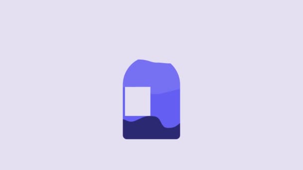Blue Dishwashing Liquid Bottle Icon Isolated Purple Background Liquid Detergent — Wideo stockowe