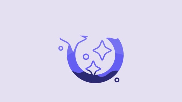 Blaues Waschgeschirr Auf Violettem Hintergrund Abwasch Ikone Spülmaschinenzeichen Sauberes Geschirrschild — Stockvideo