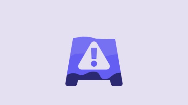 Blue Wet Floor Cleaning Progress Icon Isolated Purple Background Cleaning — Stockvideo