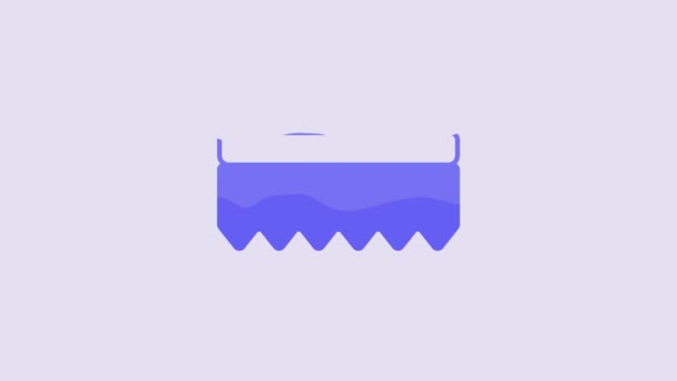 Blue Sponge Icon Isolated Purple Background Wisp Bast Washing Dishes — Video Stock