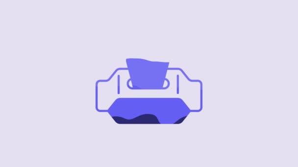 Фиолетовом Фоне Выделяется Значок Пакета Синей Влажной Салфетки Видеографическая Анимация — стоковое видео