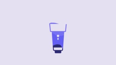 Blue Flashlight icon isolated on purple background. 4K Video motion graphic animation.