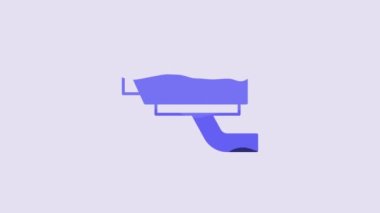 Blue Security camera icon isolated on purple background. 4K Video motion graphic animation.