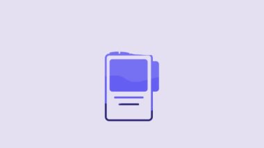 Blue Walkie talkie icon isolated on purple background. Portable radio transmitter icon. Radio transceiver sign. 4K Video motion graphic animation.