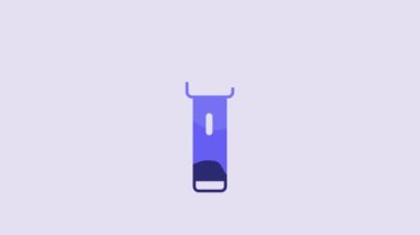 Blue Police electric shocker icon isolated on purple background. Shocker for protection. Taser is an electric weapon. 4K Video motion graphic animation.