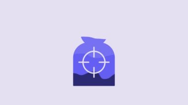 Blue Human target sport for shooting icon isolated on purple background. Clean target with numbers for shooting range or shooting. 4K Video motion graphic animation.