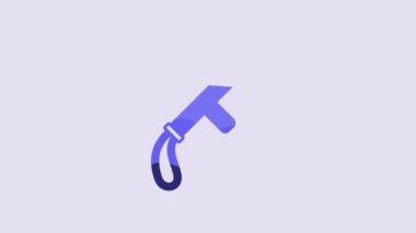 Blue Police rubber baton icon isolated on purple background. Rubber truncheon. Police Bat. Police equipment. 4K Video motion graphic animation.