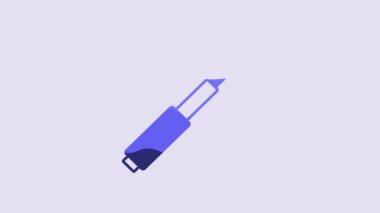 Blue Telescopic baton icon isolated on purple background. 4K Video motion graphic animation.