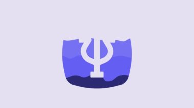 Blue Psychology icon isolated on purple background. Psi symbol. Mental health concept, psychoanalysis analysis and psychotherapy. 4K Video motion graphic animation.