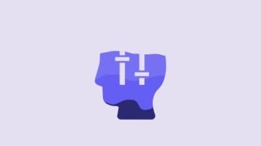 Blue Solution to the problem in psychology icon isolated on purple background. Puzzle. Therapy for mental health. 4K Video motion graphic animation.