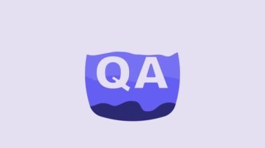 Blue Speech bubbles with Question and Answer icon isolated on purple background. Q and A symbol. FAQ sign. Chat speech bubble and chart. 4K Video motion graphic animation.
