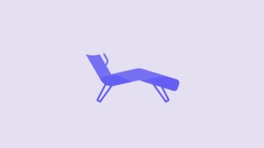Blue Armchair icon isolated on purple background. 4K Video motion graphic animation.
