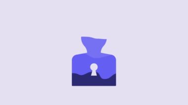 Blue Solution to the problem in psychology icon isolated on purple background. Key. Therapy for mental health. 4K Video motion graphic animation.