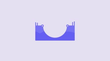 Blue Skate park icon isolated on purple background. Set of ramp, roller, stairs for a skatepark. Extreme sport. 4K Video motion graphic animation.