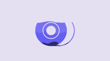 Blue Skateboard wheel icon isolated on purple background. Skate wheel. 4K Video motion graphic animation.