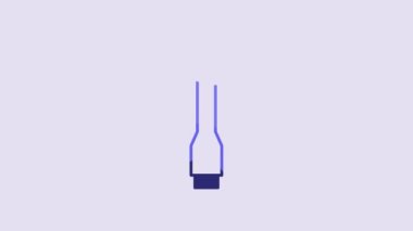 Blue Multi-Function All-In-One portable skate tool T-tool for skateboard, longboard, electric skateboard icon isolated on purple background. 4K Video motion graphic animation.