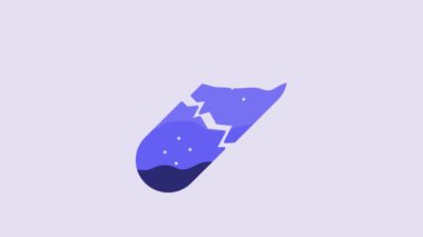 Blue Broken skateboard deck icon isolated on purple background. Extreme sport. Sport equipment. 4K Video motion graphic animation.