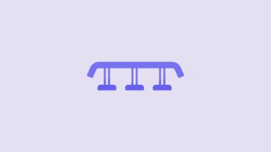 Blue Skateboard stairs with rail icon isolated on purple background. 4K Video motion graphic animation.