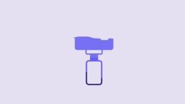 Blue Action extreme camera icon isolated on purple background. Video camera equipment for filming extreme sports. 4K Video motion graphic animation.