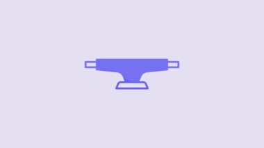 Blue Skateboard wheel icon isolated on purple background. Skateboard suspension. Skate wheel. 4K Video motion graphic animation.