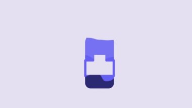 Blue Fire extinguisher icon isolated on purple background. 4K Video motion graphic animation.