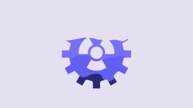 Blue Radioactive icon isolated on purple background. Radioactive toxic symbol. Radiation hazard sign. 4K Video motion graphic animation.