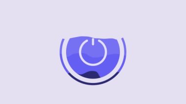 Blue Power button icon isolated on purple background. Start sign. 4K Video motion graphic animation.