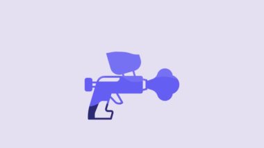 Blue Paint spray gun icon isolated on purple background. 4K Video motion graphic animation.