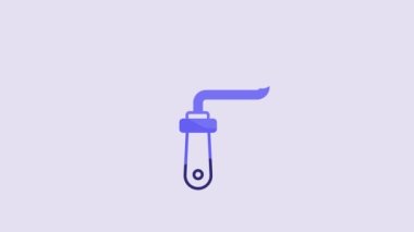 Blue Paint roller brush icon isolated on purple background. 4K Video motion graphic animation.