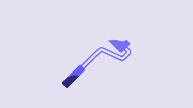 Blue Paint roller brush icon isolated on purple background. 4K Video motion graphic animation.