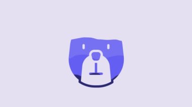 Blue Bear head icon isolated on purple background. 4K Video motion graphic animation.