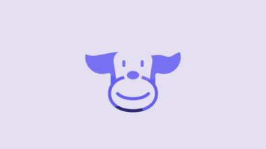 Blue Monkey icon isolated on purple background. Animal symbol. 4K Video motion graphic animation.