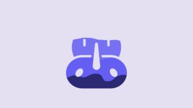 Blue Rhinoceros icon isolated on purple background. Animal symbol. 4K Video motion graphic animation.