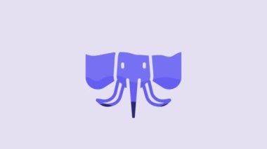 Blue Elephant icon isolated on purple background. 4K Video motion graphic animation.