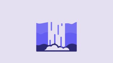 Blue Waterfall icon isolated on purple background. 4K Video motion graphic animation.