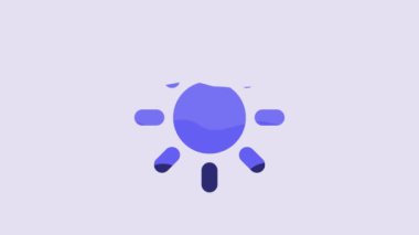 Blue Sun icon isolated on purple background. 4K Video motion graphic animation.