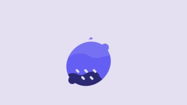 Blue Lemon icon isolated on purple background. 4K Video motion graphic animation.