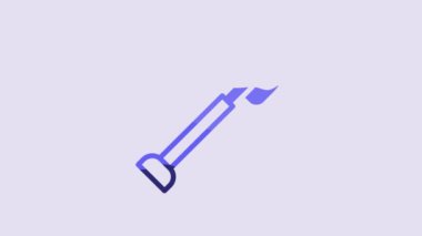 Blue Shovel icon isolated on purple background. Gardening tool. Tool for horticulture, agriculture, farming. 4K Video motion graphic animation.