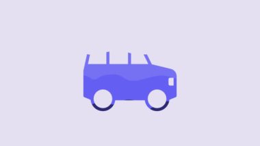 Blue Car icon isolated on purple background. 4K Video motion graphic animation.